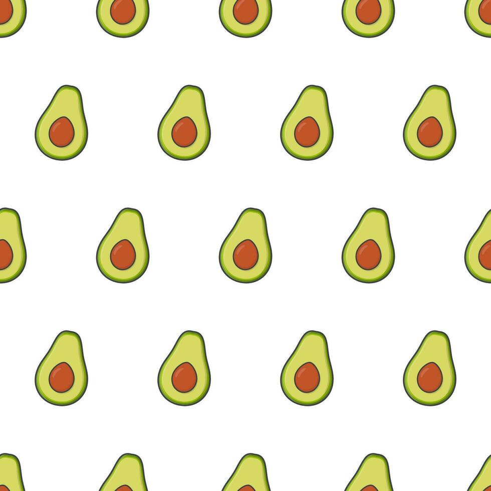 Scheibe Avocado nahtlos Muster auf ein Weiß Hintergrund. Avocado Obst Vektor Illustration