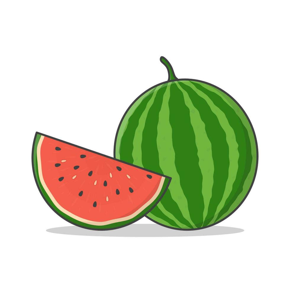 Wassermelone Vektor Symbol Illustration. Scheibe von Wassermelone eben Symbol