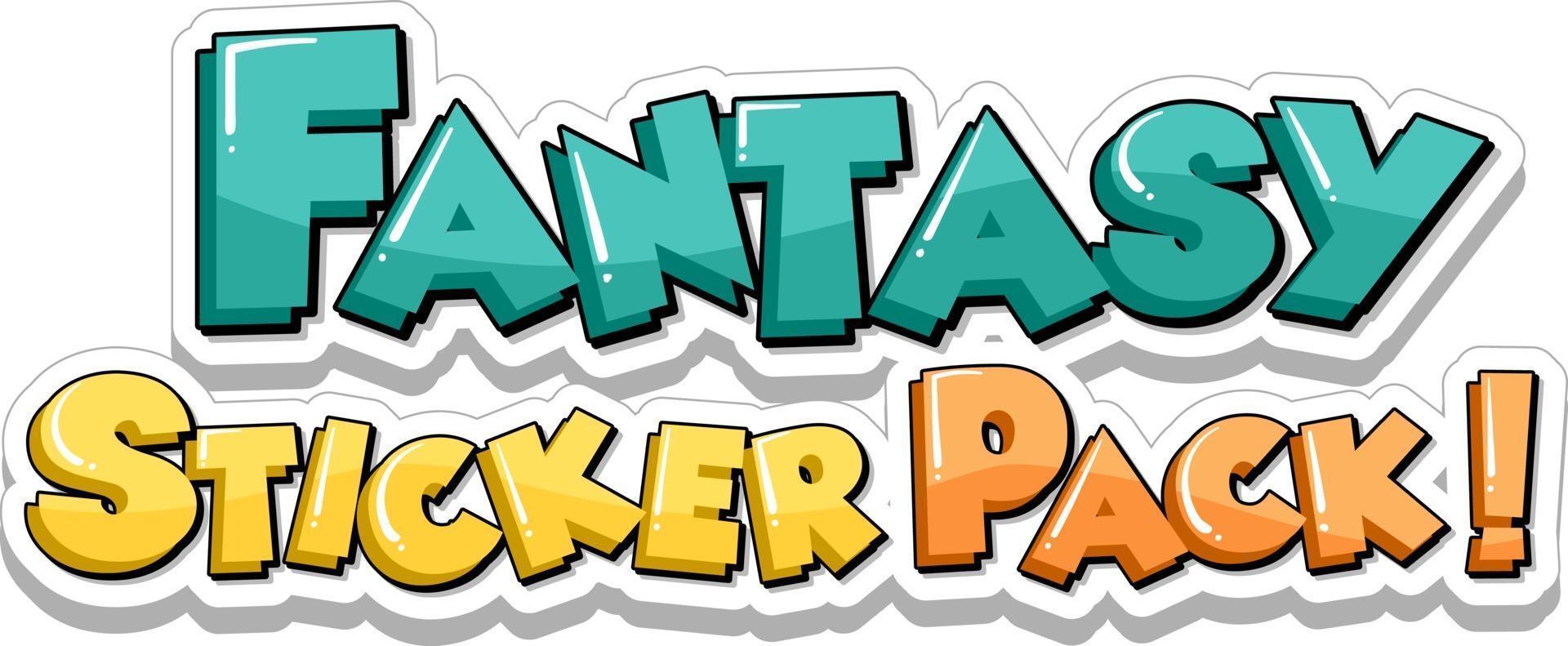 font design med fantasy klistermärke pack ord vektor