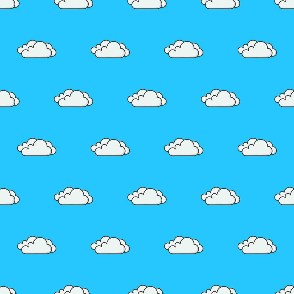 Wolken nahtlos Muster auf ein Blau Hintergrund. Wetter Phänomene Thema Vektor Illustration
