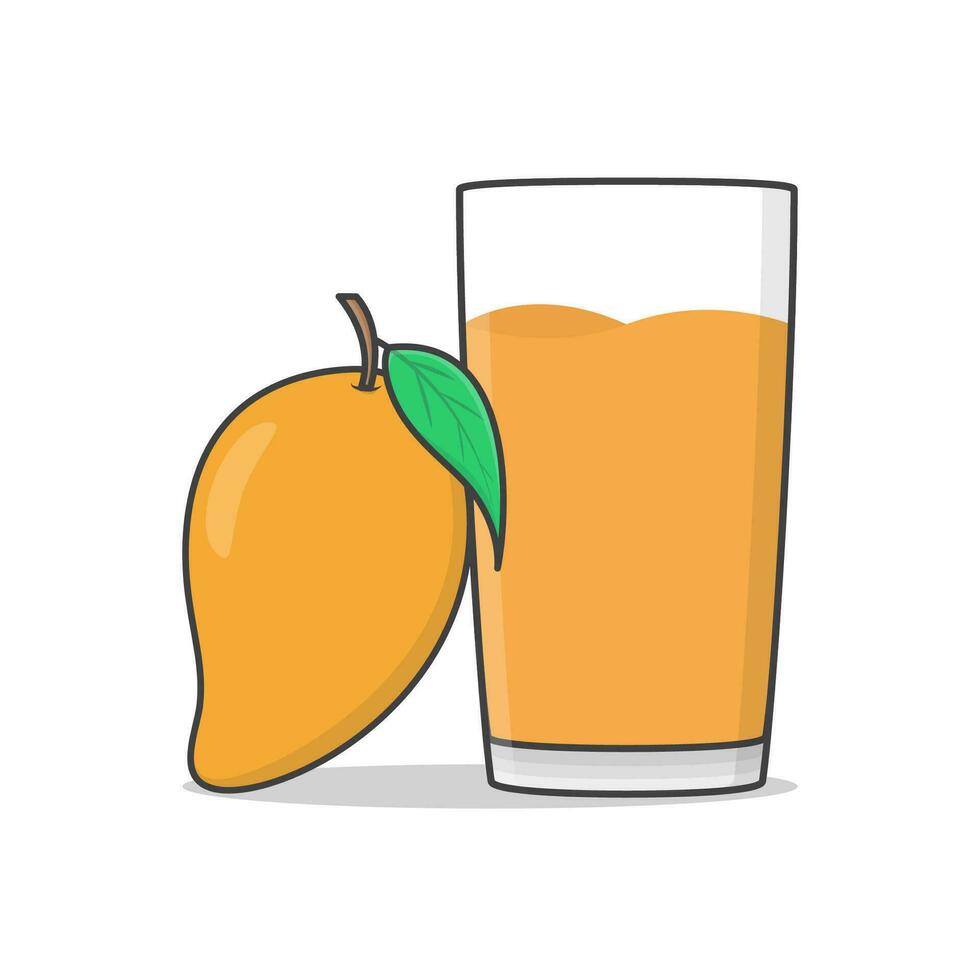 Mango Saft mit Mango Vektor Symbol Illustration. Glas von Mango Saft eben Symbol