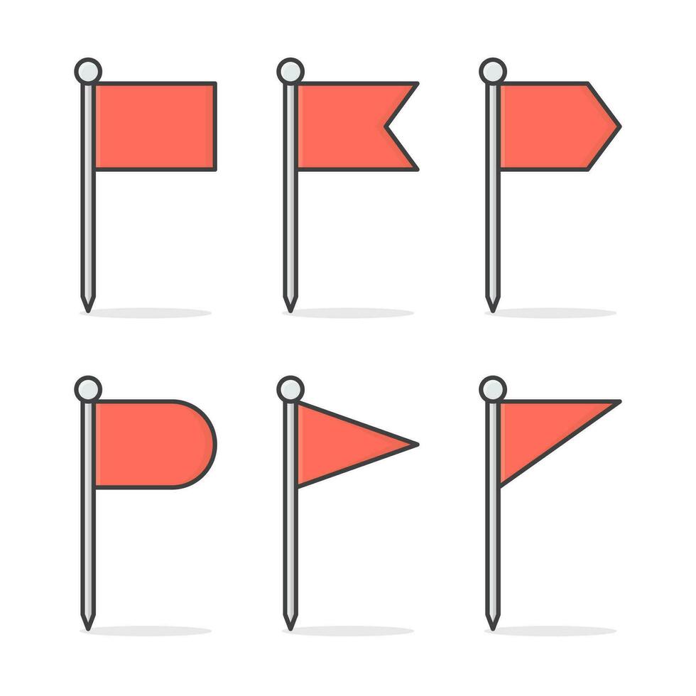 röd stift flaggor vektor ikon illustration. navigering platt ikon