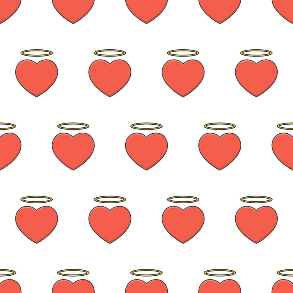 ängel hjärta sömlös mönster på en vit bakgrund. röd hjärta tema vektor illustration