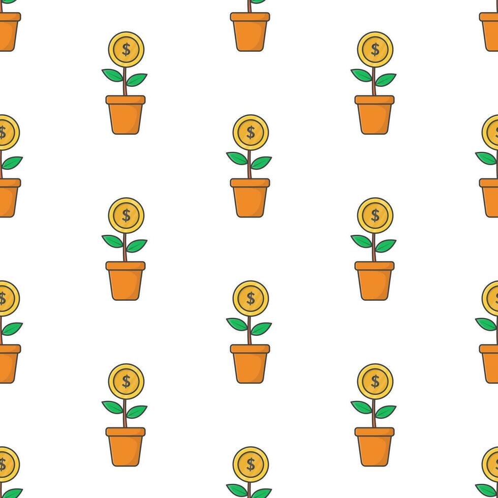 Geld Baum nahtlos Muster auf ein Weiß Hintergrund. Geschäft Thema Vektor Illustration