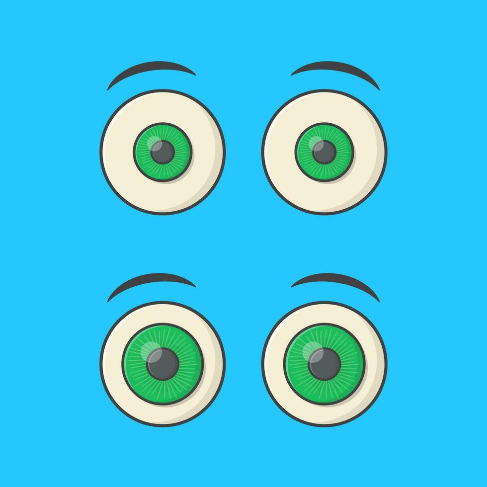 uppsättning av tecknad serie ögon vektor ikon illustration. mänsklig öga platt ikon