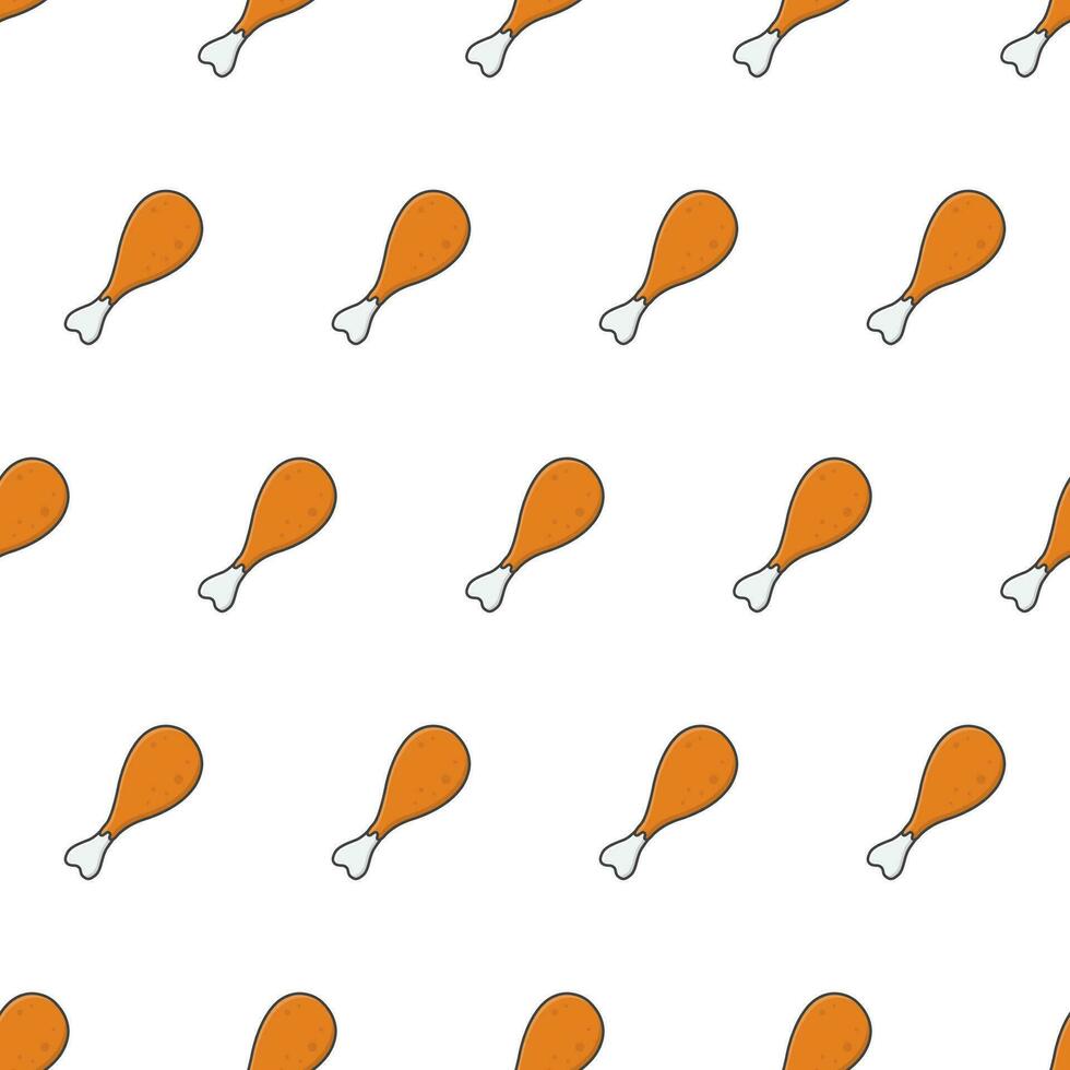 friterad kyckling ben sömlös mönster på en vit bakgrund. friterad trumpinne tema vektor illustration
