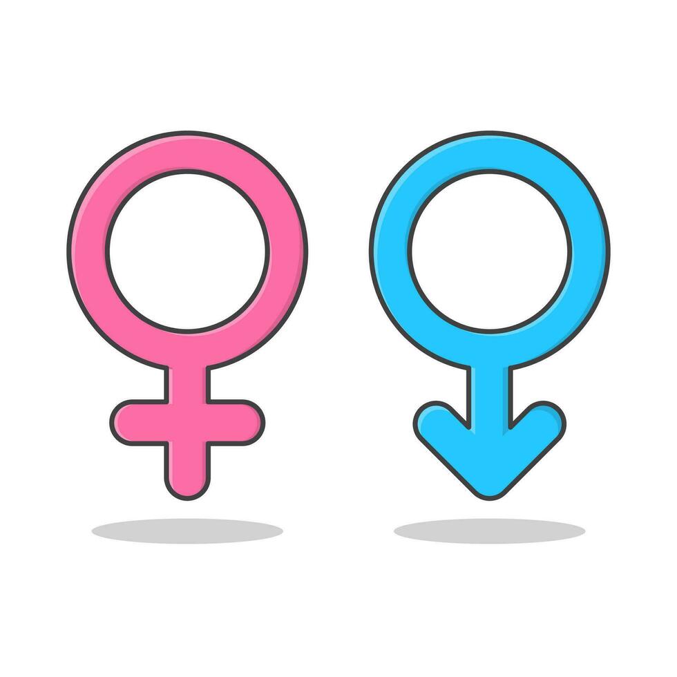 manlig och kvinna symboler vektor ikon illustration. kön symbol rosa och blå platt ikon