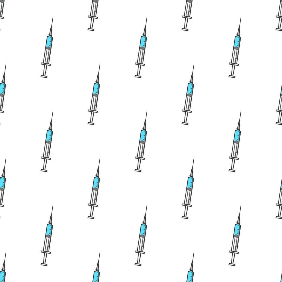 medizinisch Spritze nahtlos Muster auf ein Weiß Hintergrund. Impfstoff Thema Vektor Illustration