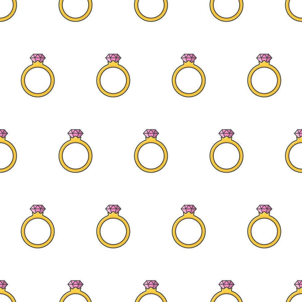 Diamant Ring nahtlos Muster auf ein Weiß Hintergrund. Hochzeit Thema Vektor Illustration
