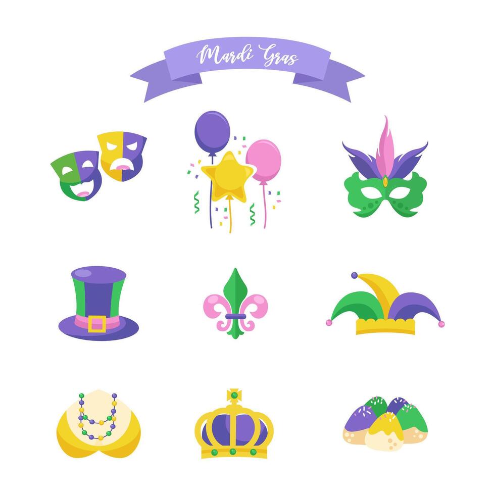 semester affisch med vektorillustration mall design mardi gras element vektor