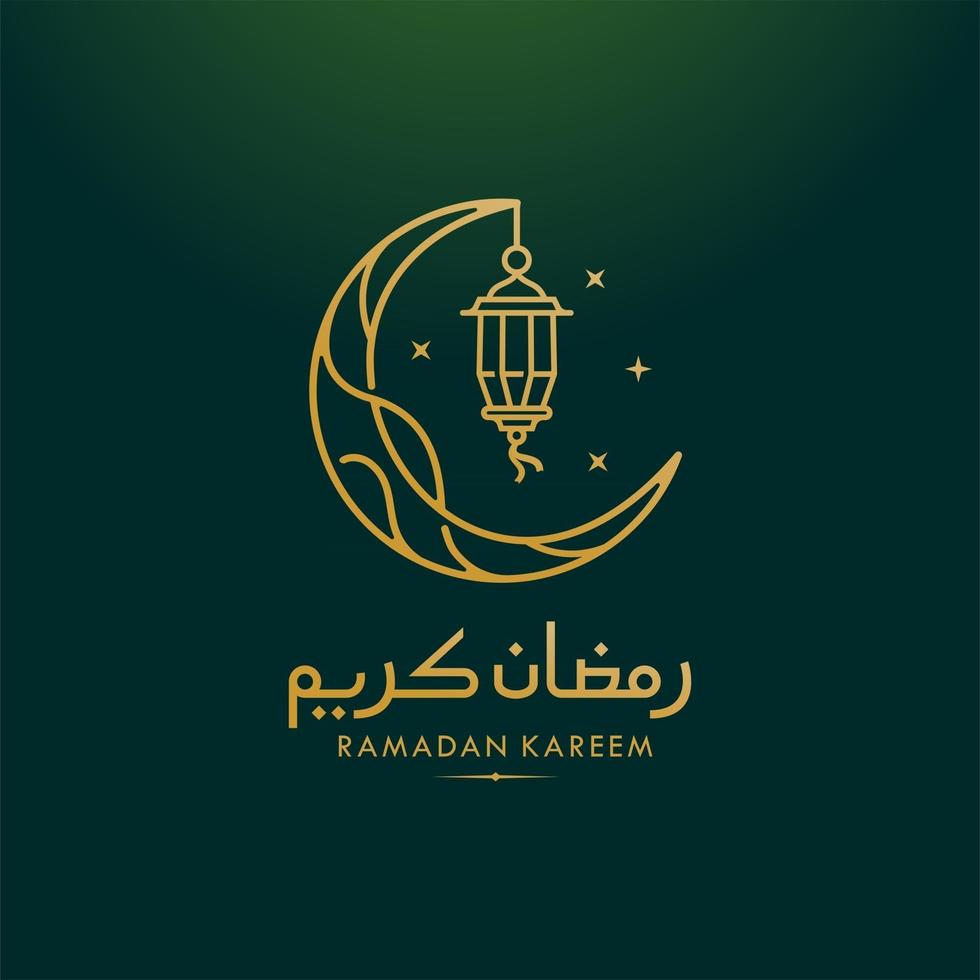 einfacher ramadan kareem arabischer kalligraphievektor, eid mubarak grußzeilensymbol minimales und einfaches vektordesign mit glühender laterne der moschee und hängendem halbmondstern für hintergrund und banner vektor