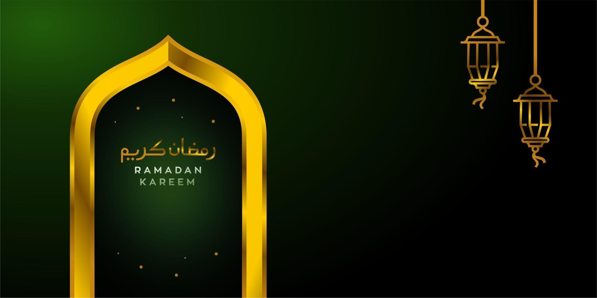 enkel ramadan kareem arabisk kaligrafivektor, eid mubarak hälsningslinje ikon minimal och enkel vektordesign med moské glödande lykta och hängande halvmåne stjärna för bakgrund och banner vektor