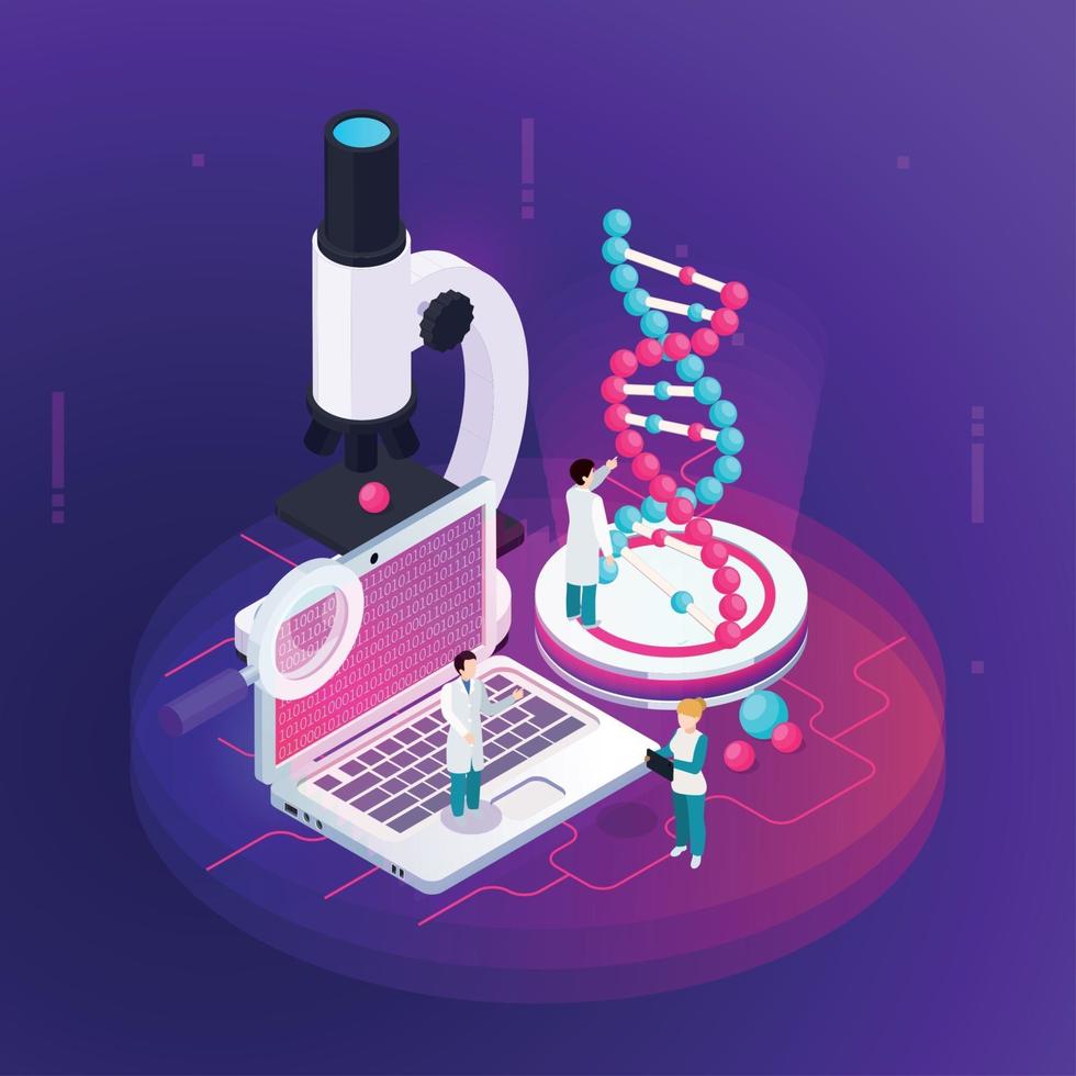 nanoteknik isometrisk design koncept vektorillustration vektor