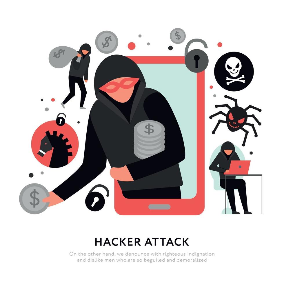 hackare attack illustration vektorillustration vektor