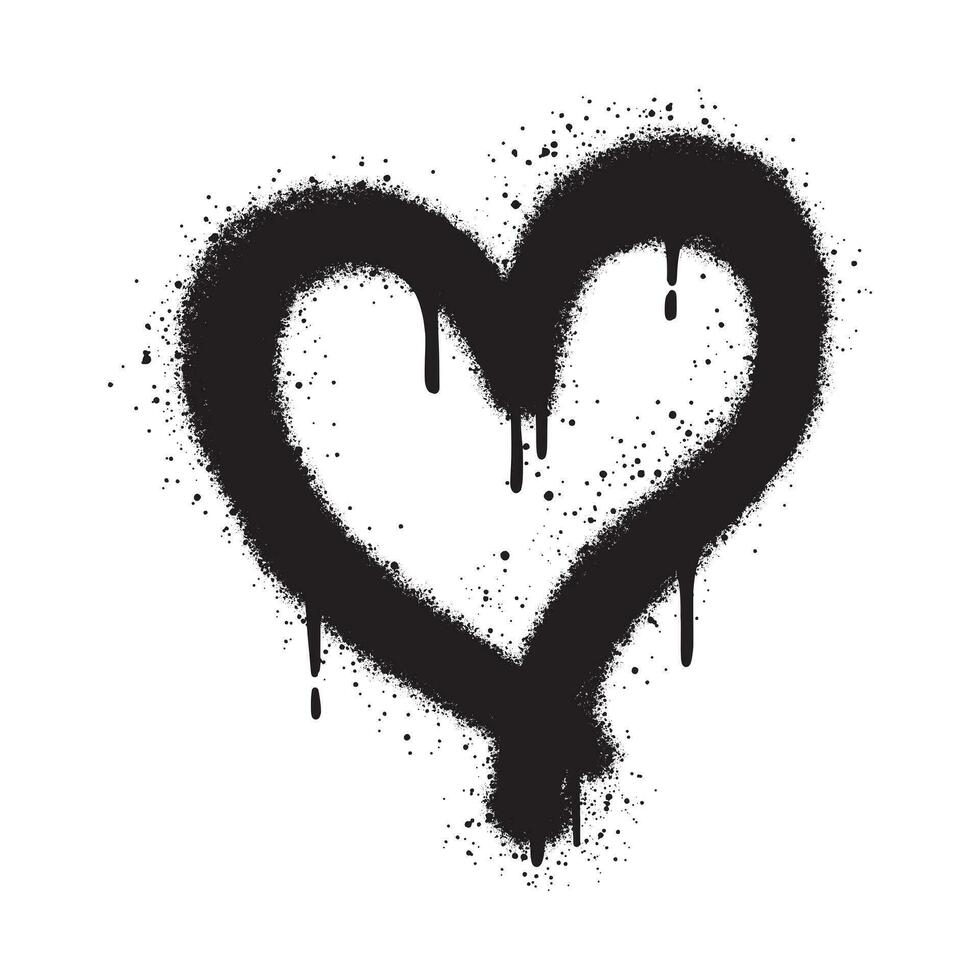 Spray-Graffiti-Herzsymbol isoliert auf weißem Hintergrund. vektor