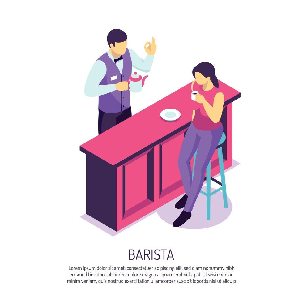 Barista isometrische Illustrationsvektorillustration vektor