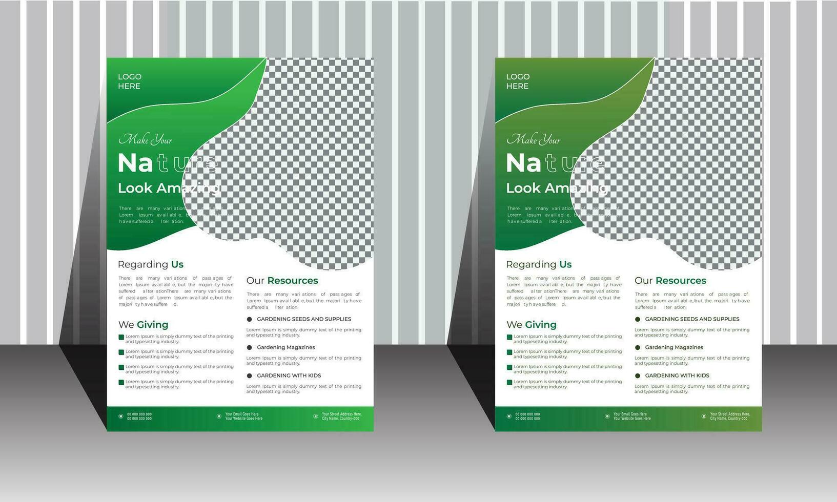 einfach Natur Flyer Design zum Marketing, Fachmann Startseite Design Layout Hintergrund, Poster Flyer Broschüre, a4 Größe bunt Vektor Design, 2 Farbe Flugblatt.