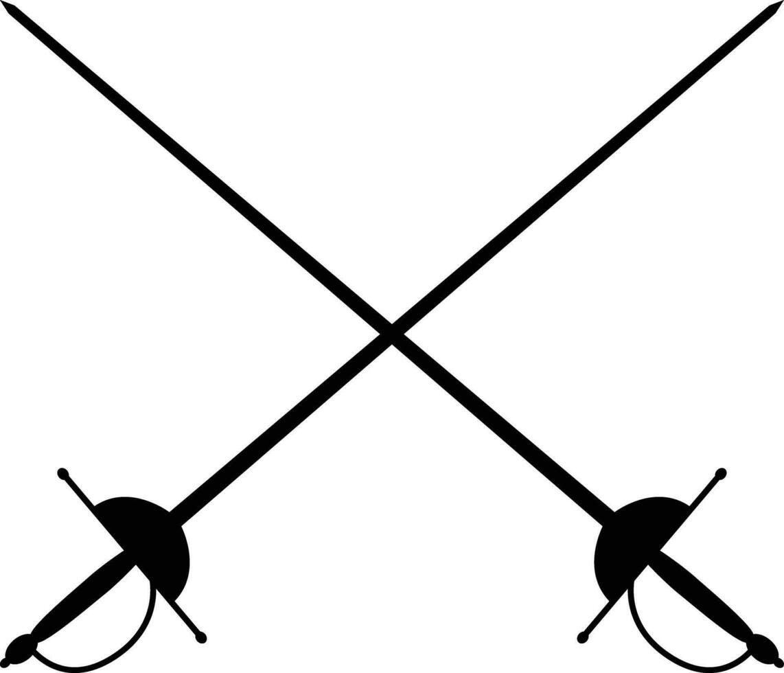 Fechten Symbol. zwei gekreuzt Schwert unterzeichnen. Rapier Symbol. eben Stil. vektor