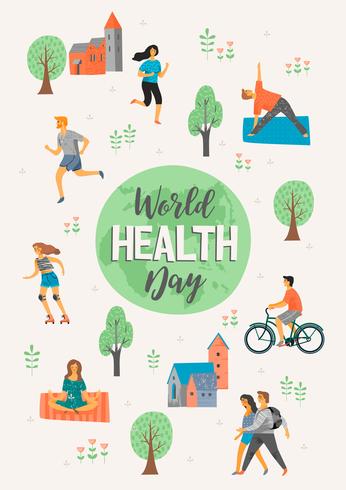Världshälsodagen. Hälsosam livsstil. vektor
