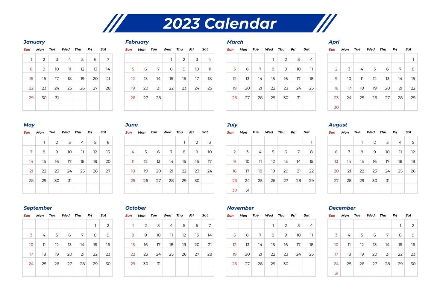 Kalender 2023 mit Tisch vektor