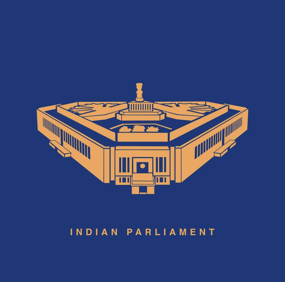 de ny parlament av Indien byggnad vektor tecken.