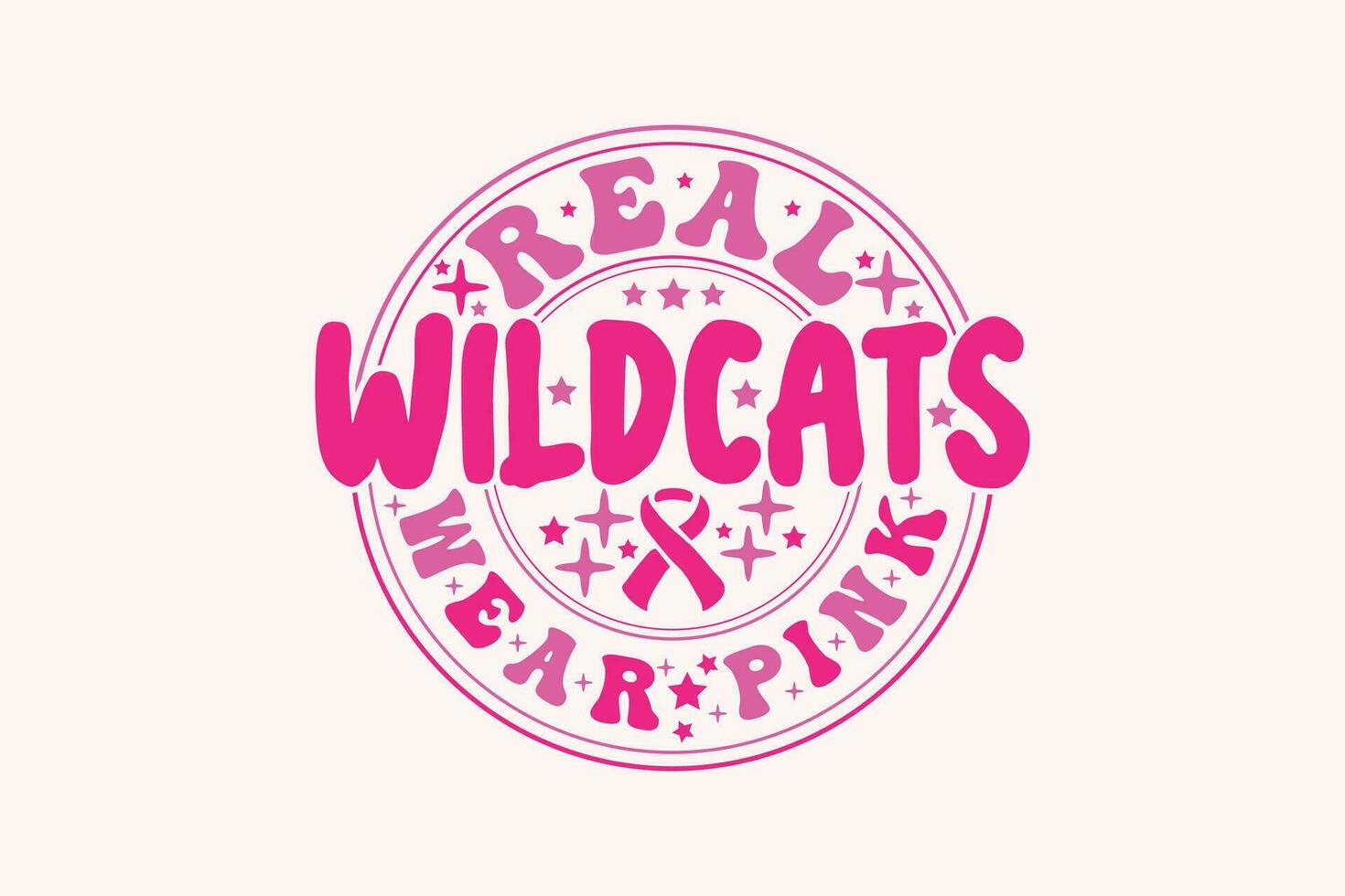 echt Wildkatzen tragen Rosa Brust Krebs eps T-Shirt Design vektor