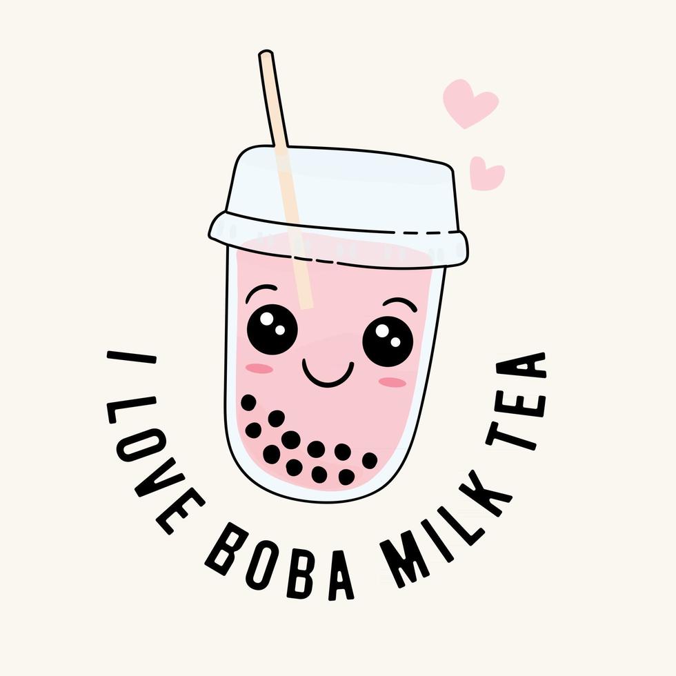 bubbla mjölk te design samling, pärlemjölk te, boba mjölk te, smaskiga drycker, kaffe med doodle stil banner, vektorillustration. vektor