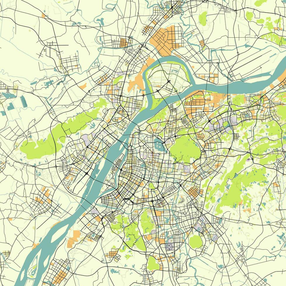 Karte von Nanjing, Jiangsu, China vektor