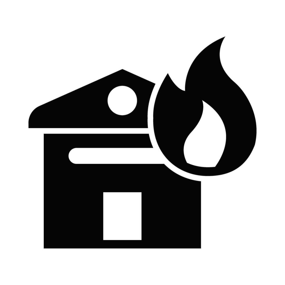 Feuer Haus Vektor Glyphe Symbol zum persönlich und kommerziell verwenden.