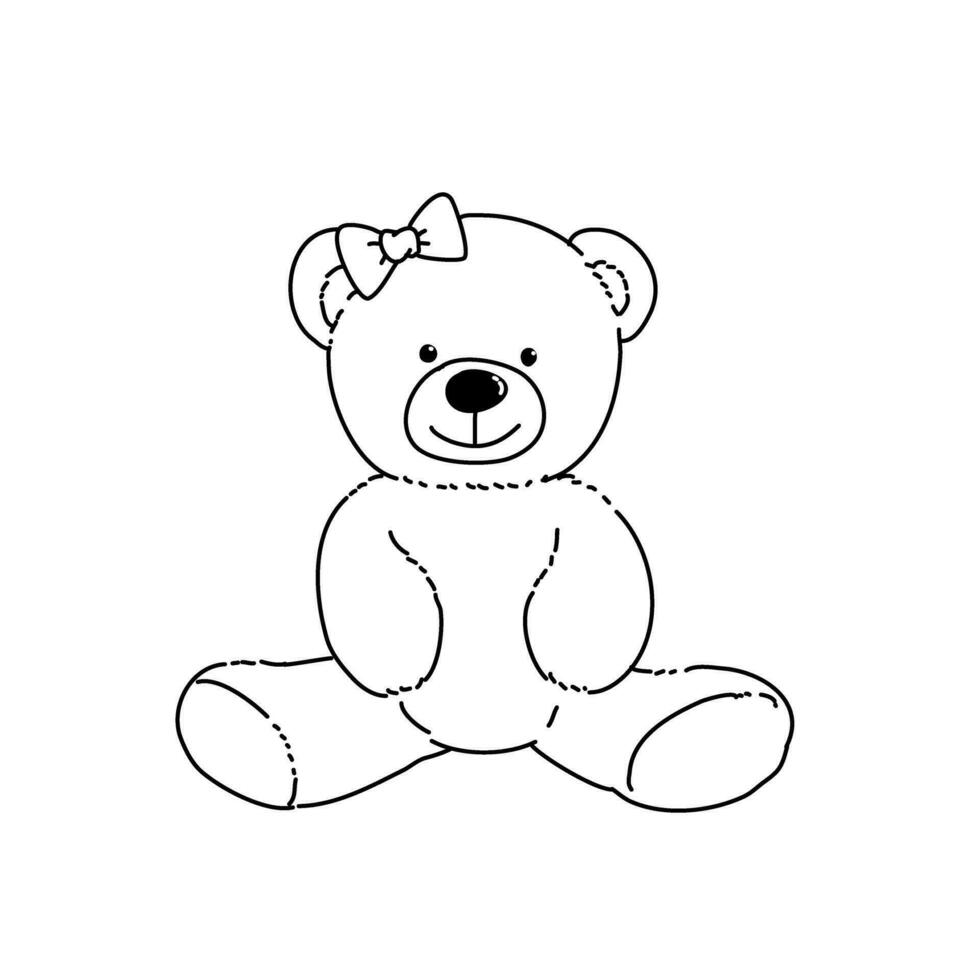 Teddy Bär Gekritzel lineart vektor