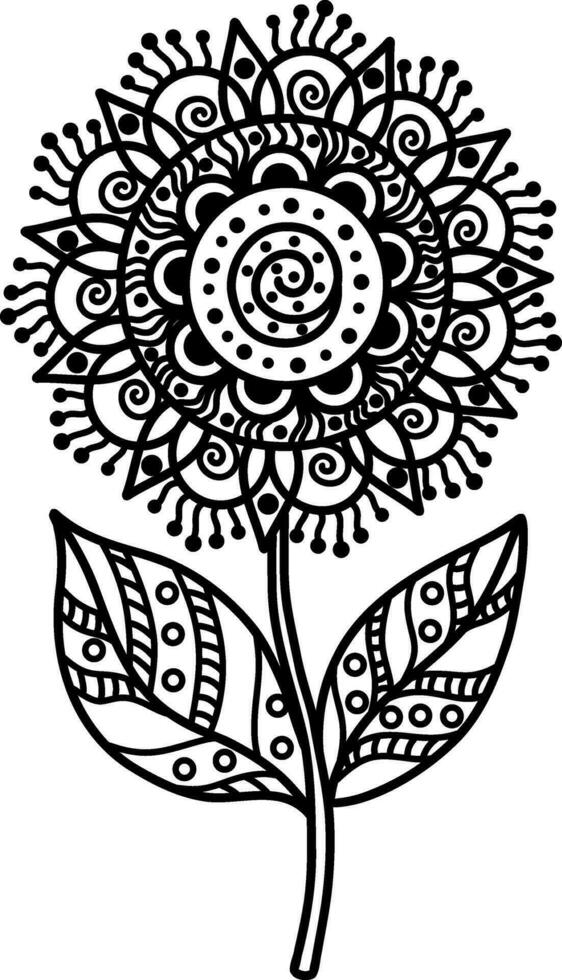 ein schön Blumen- Element von das Mandala. schwarz und Weiß Design Element im das bilden von ein Blume. es können Sein benutzt zu drucken Gruß Karten, Telefon Fälle, usw. ein handgemalt Muster. Vektor Illustration.