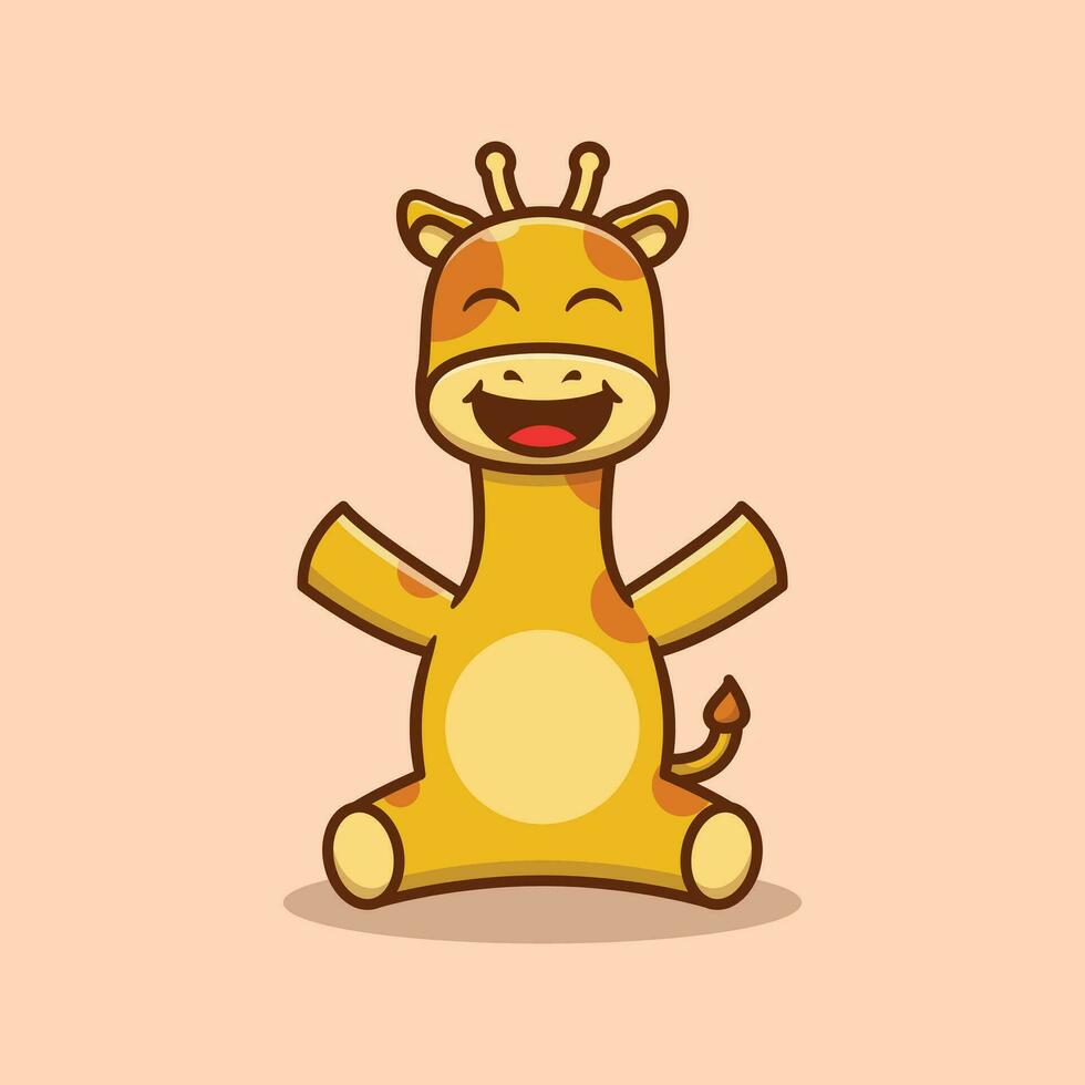 söt giraff karaktär med Lycklig uttryck tecknad serie vektor illustration.