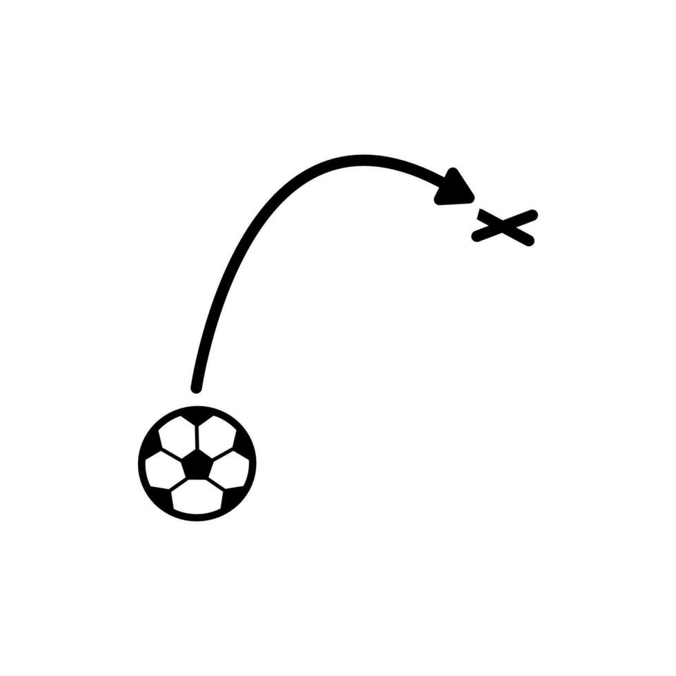 Symbol von Vorbeigehen das Fußball zu das Ziel auf ein Weiß Hintergrund vektor