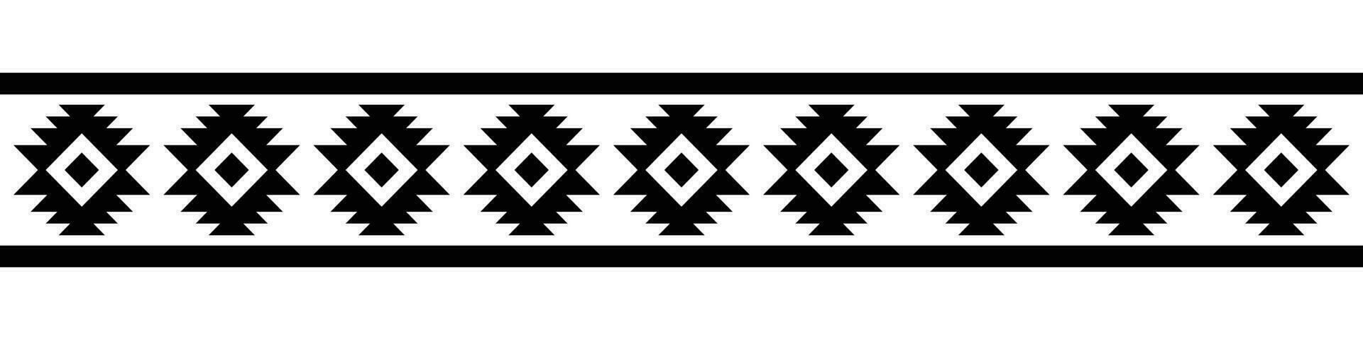 svart gräns. aztec stam- sömlös mönster i svart och vit. abstrakt etnisk geometrisk konst skriva ut design för textil- mall, tyg, matta, prydnad, tapet, bakgrund, matta. vektor