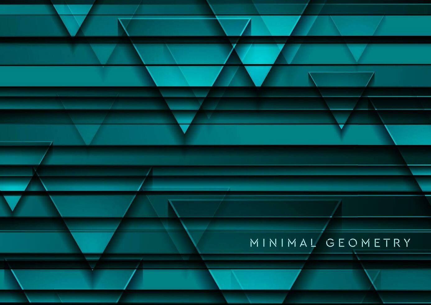 geometrisch minimal Türkis abstrakt Hintergrund mit glänzend Dreiecke vektor