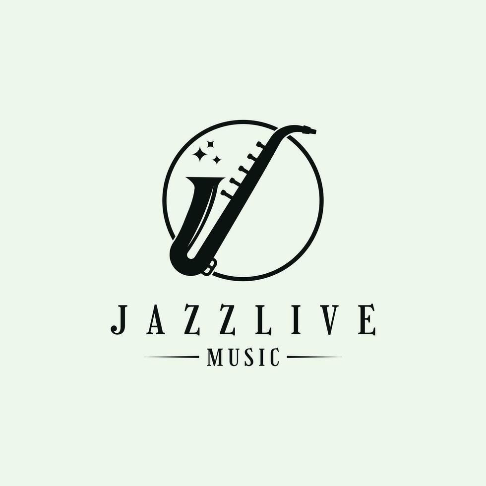 Jazz Leben Musik- Logo Design Kreis gestalten Saxophon vektor