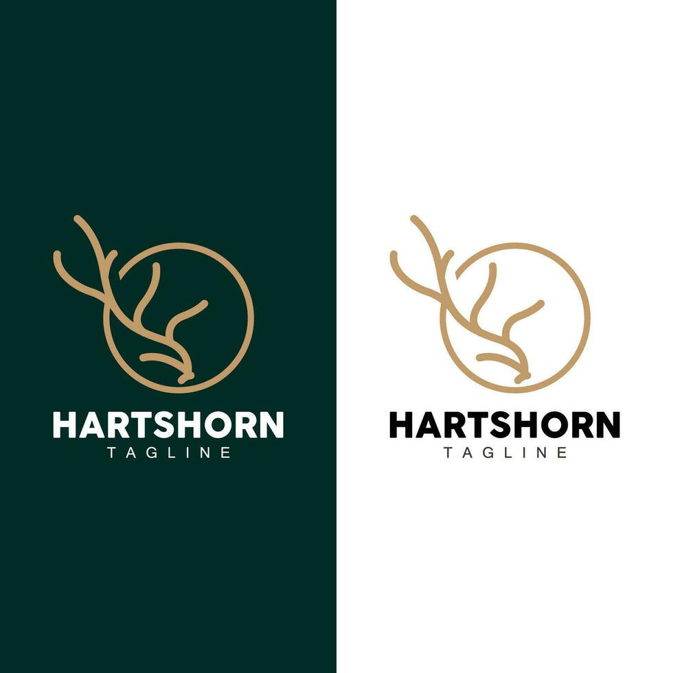 Hirsch Horn Logo Design Horn Tier Illustration minimalistisch einfach Symbol Symbol vektor