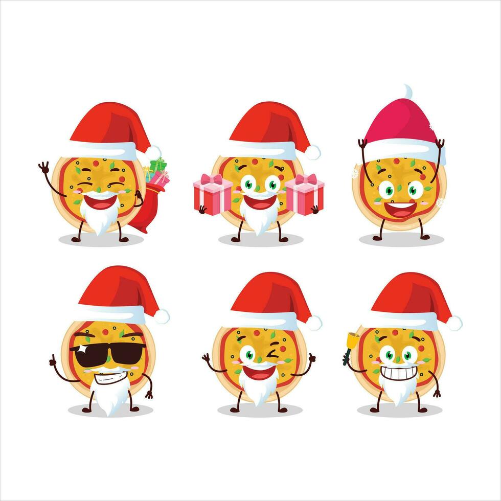 Santa claus Emoticons mit griechisch Pizza Karikatur Charakter vektor