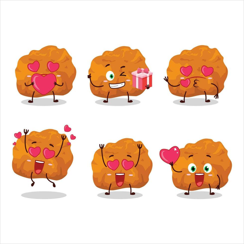 karage Karikatur Charakter mit Liebe süß Emoticon vektor