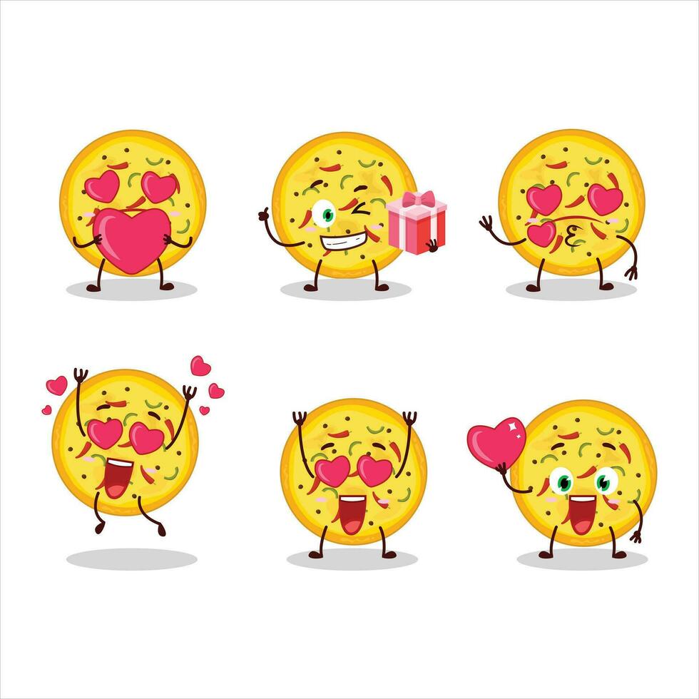 mexikansk pizza tecknad serie karaktär med kärlek söt uttryckssymbol vektor