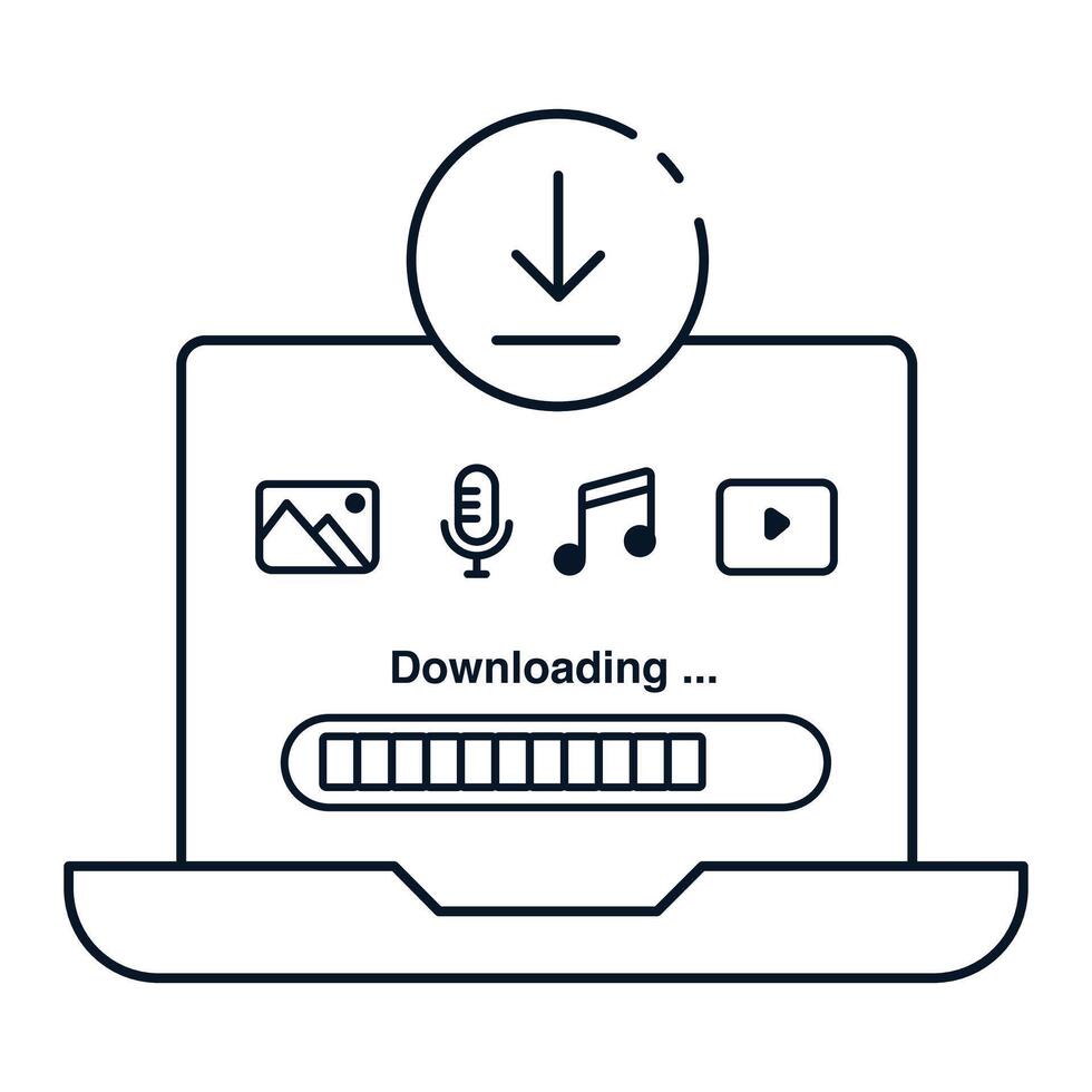 wird heruntergeladen Medien Symbol einstellen - - illustriert das Konzept von wird heruntergeladen Medien. vektor