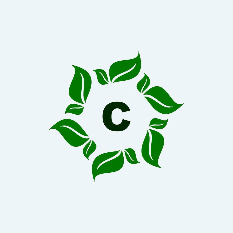 buchstabe c und blatt-logo-design vektor