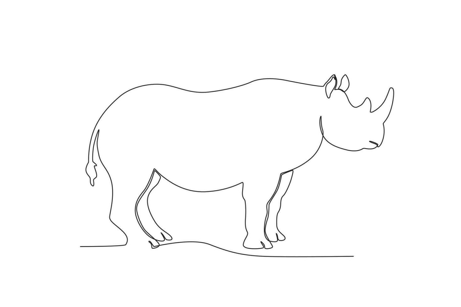 Single einer Linie Zeichnung von ein Nashorn. kontinuierlich Linie zeichnen Design Grafik Vektor Illustration.