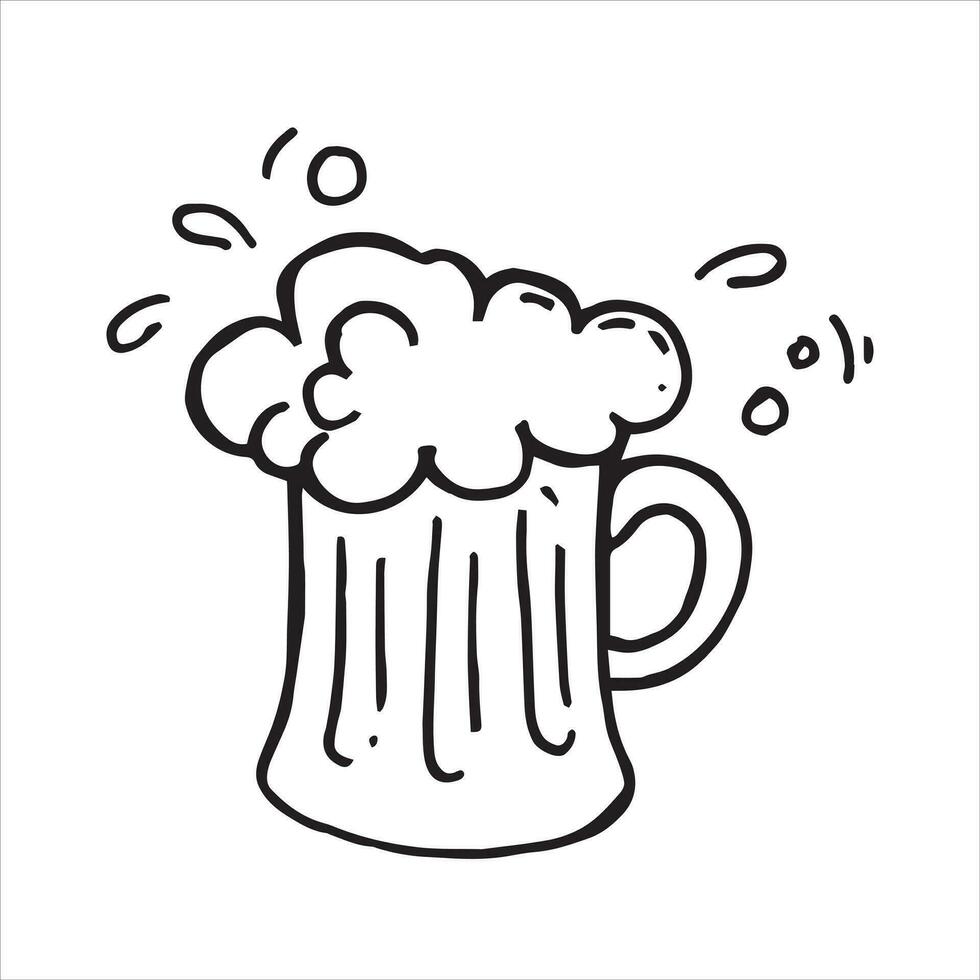 Vektor Zeichnung von ein Bier Becher im Gekritzel Stil auf das Oktoberfest Thema. süß einfach Zeichnungen mit Bier, Würste, Bier Festival im Oktober