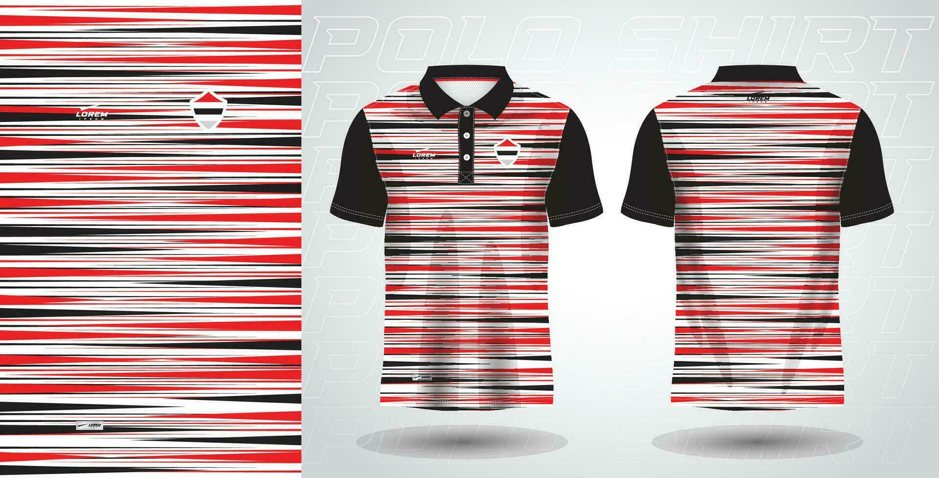 schwarz rot Polo Hemd Sport Sublimation Jersey Vorlage vektor