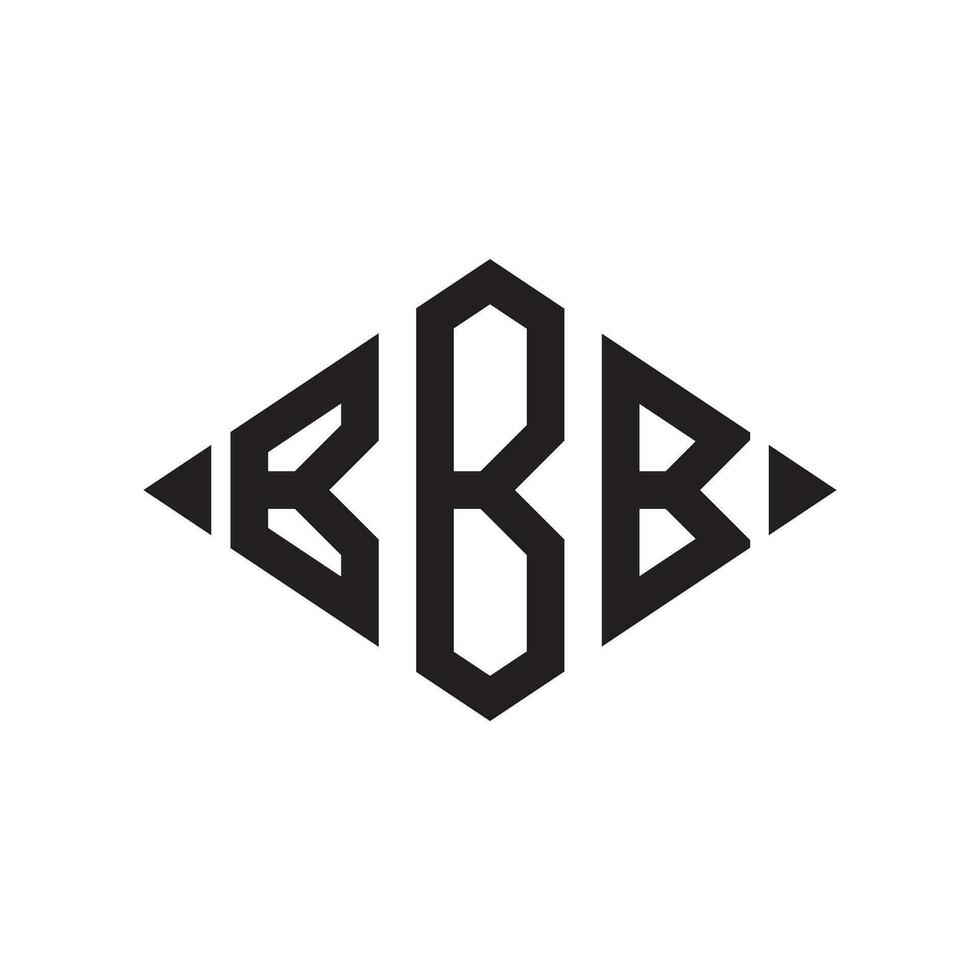 logotyp b romb utökad monogram 3 brev alfabet font logotyp logotyp broderi vektor