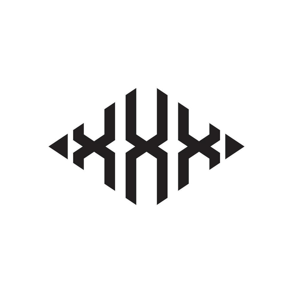 Logo x Rhombus verlängert Monogramm 3 Briefe Alphabet Schriftart Logo Logo Stickerei vektor