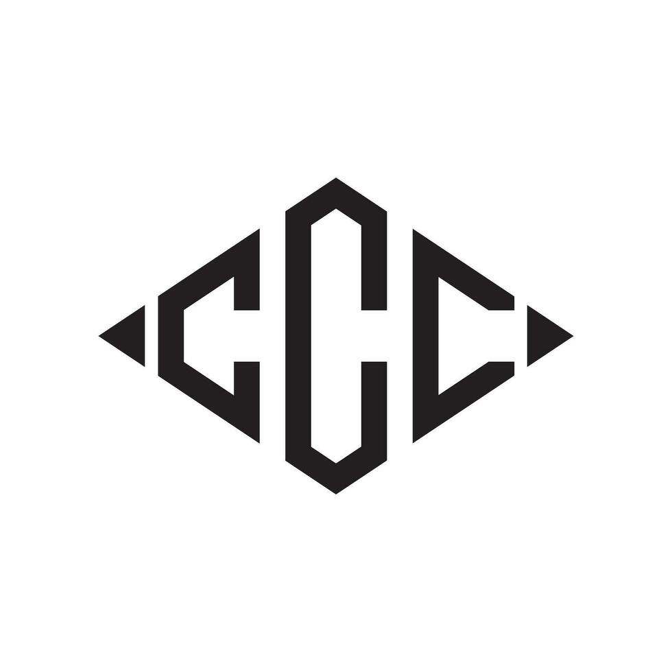 Logo c Rhombus verlängert Monogramm 3 Briefe Alphabet Schriftart Logo Logo Stickerei vektor
