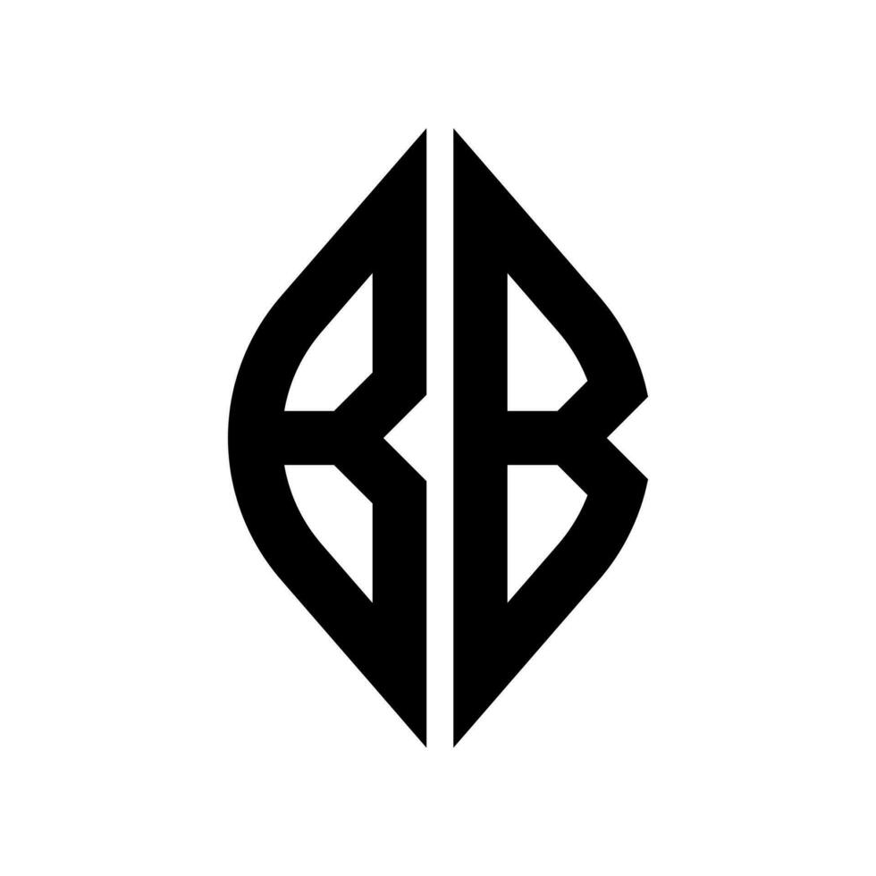 logotyp b kurva romb utökad monogram 2 brev alfabet font logotyp logotyp broderi vektor