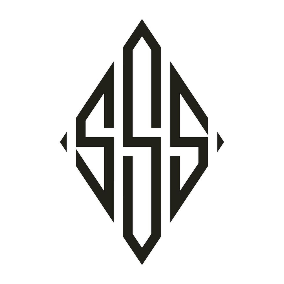 logotyp s komprimerad romb monogram 3 brev alfabet font logotyp logotyp broderi vektor